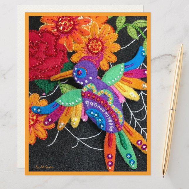 Festive Hummingbird Image of My Felt & Beadwork Brevhuvud (Skapare uppladdad)