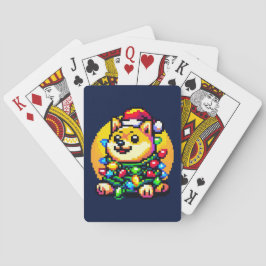 Festive Hund - Cute Pixel Art jul Ljus Casinokort