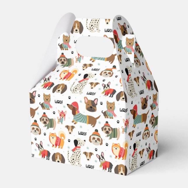 Festive Hundar i Helgdag Sweaters Mönster Presentaskar (Framsidan Sidan)