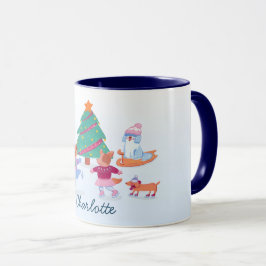 Festive Hundar Ice Sker Baby blue jul Mugg