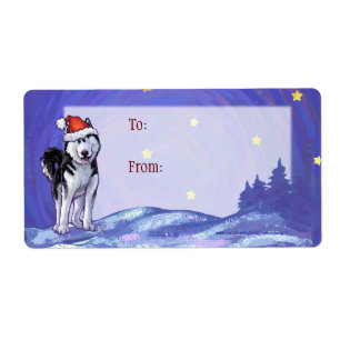 Festive Husky-juletiketter Fraktsedel