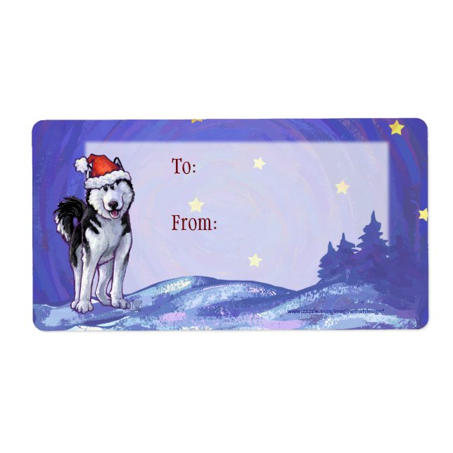Festive Husky-juletiketter Fraktsedel (Framsidan)