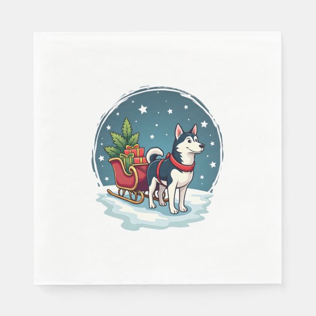 Festive Husky Ride Pappersservett (Framsidan)