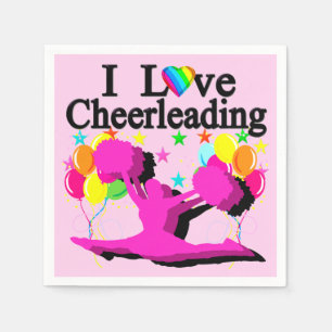 FESTIVE I KÄRLEK CHEERLEADING ROSA PAPPER NAPKINS PAPPERSSERVETT