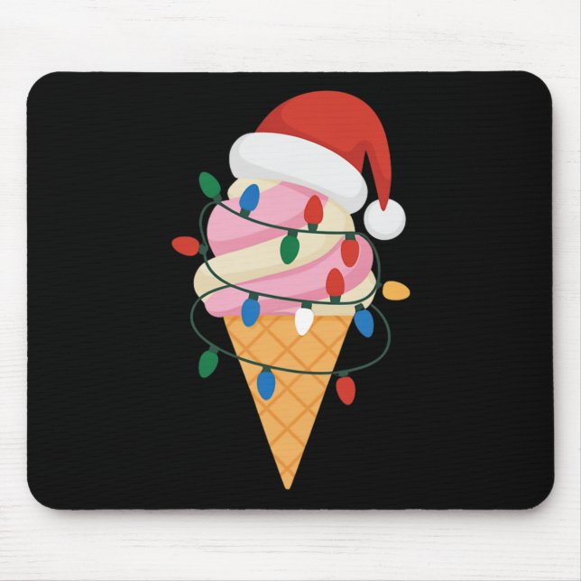 Festive Ice Cream med Ljus och Santa Musmatta (Framsidan)