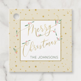 Festive Ivory & Guld Typography God jul Gåvor Etiketter