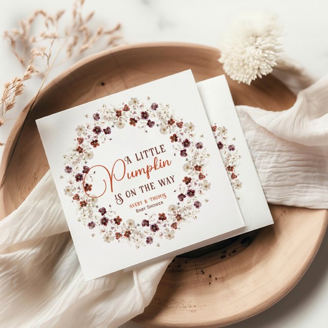 Festive Ivory Pumpkin Floral Pappersservett (Skapare uppladdad)