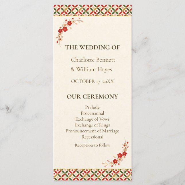 Festive Japanese Blossom Wedding Program (Framsida)