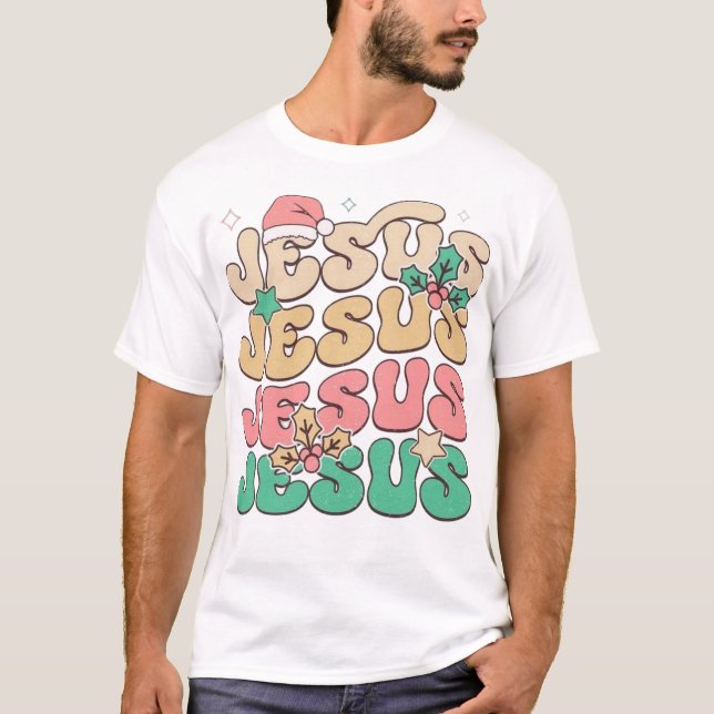 Festive Jesus Typography T-Shirt Design (Framsida)