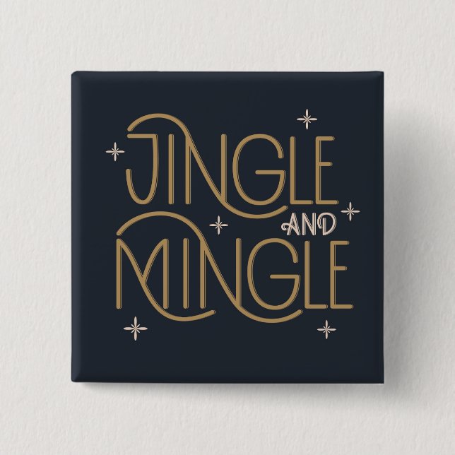Festive Jingle och Mingle Helgdag Design Knapp (Framsida)