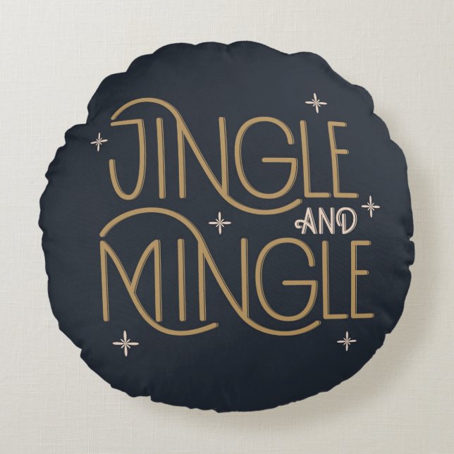 Festive Jingle och Mingle Helgdag Design Rund Kudde (Framsidan)