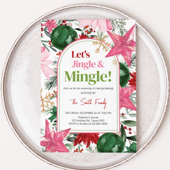 Festive Jingle och Mingle jul Party Inbjudningar (Merrymaking Jingle and Mingle Christmas Party Invitation)