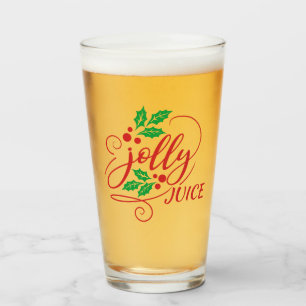 Festive Jolly Juice jul Cheer Beer Glass Glaskopp
