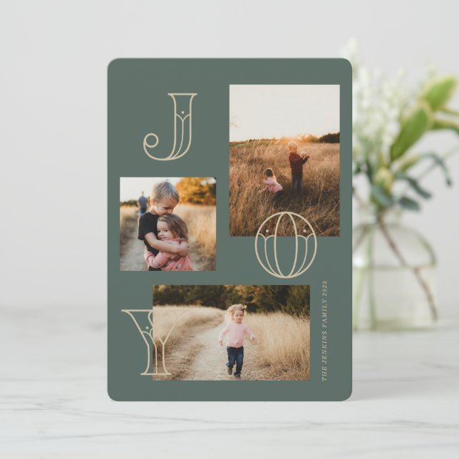 Festive Joy 3-Photo-julkort Julkort (Stående Fram)