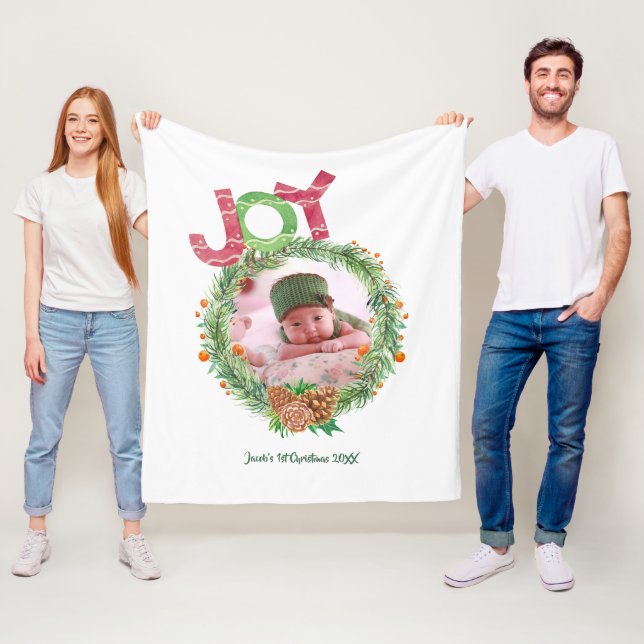 Festive JOY Baby första julpHOTO Fleecefilt (På plats)