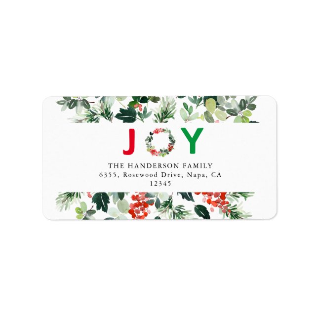 Festive Joy Elegant Return-adressetikett Adressetikett (Framsidan)