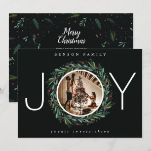 Festive JOY God God God God Löv Berries Photo Julkort