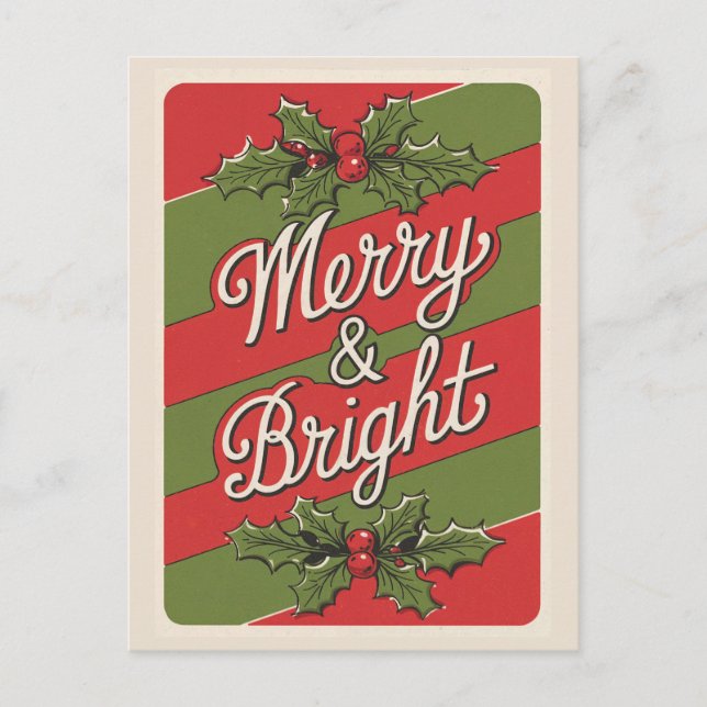 Festive Joy: Merry & Bright Helg Vykort (Framsida)