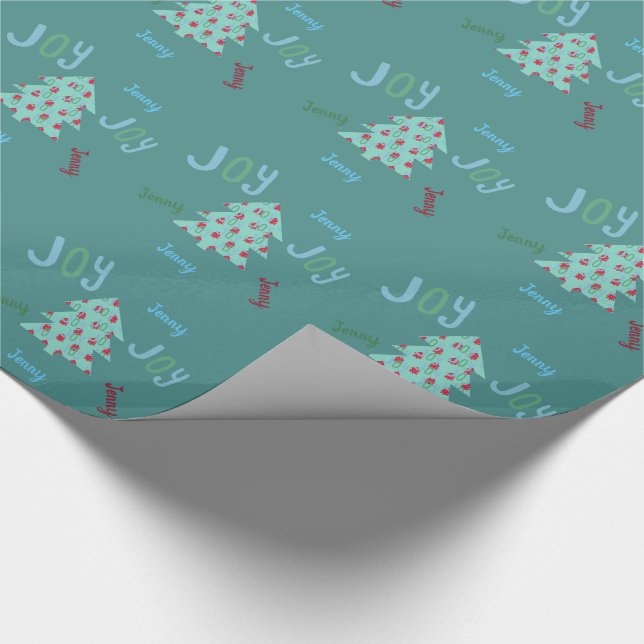 Festive JOY | Namngiven turkos julklapp Presentpapper (Hörn)