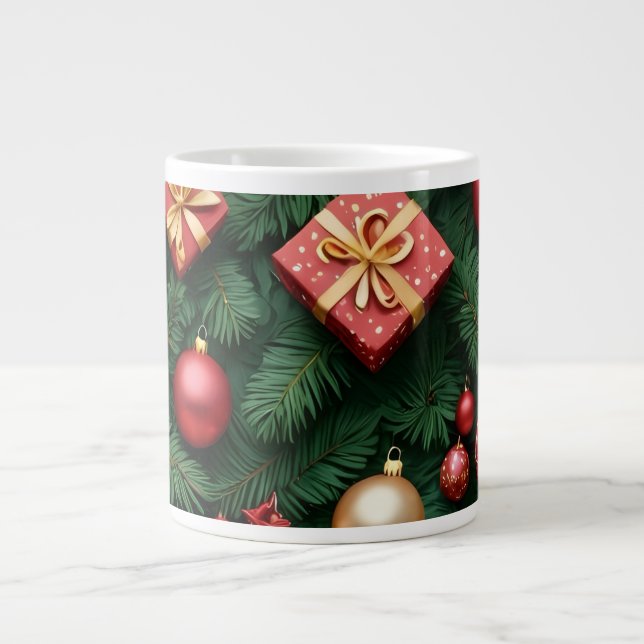 "Festive Joy — Red & Gold Christmas Magic" Jumbo Mugg (Framsidan)