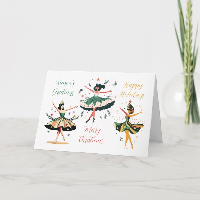 Festive jul-Ballerinas-Helgdag-kort Helgkort (Framsida)