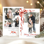 Festive jul Boho Red Bow Ribbon 5 Photo Julkort<br><div class="desc">Elegant Snyggt  PHOTO-julkortet Hälsning Helgdag. Överraskande och för med dig glädje och gör firande oförglömligt. Om du vill göra ytterligare anpassningar klickar du på länken "anpassa ytterligare" och användor verktyg som är utformat för att ändra mallen.</div>