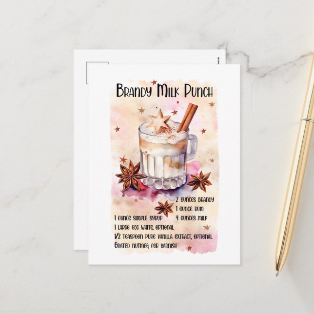 Festive jul Brandy Mjölk Slår recept Helg Vykort (Fram/Back In Situ)