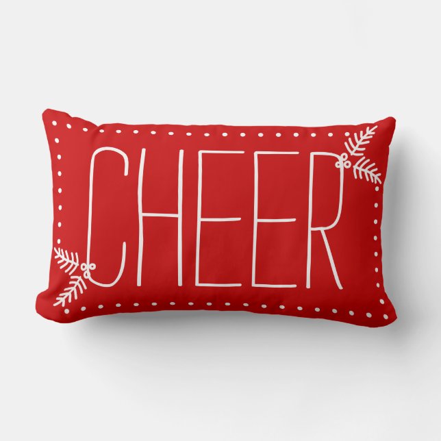Festive jul Cheer Red White Winter Pillow Lumbarkudde (Framsida)