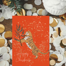Festive jul Cheetah med Guld Accents Photo