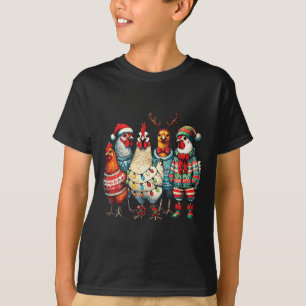 Festive jul Chickens Hat Ljus Farm Animal T Shirt