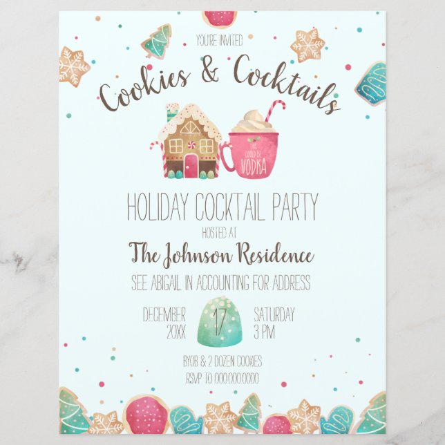 Festive jul Cookies Cocktail Party Flyer (Framsida)
