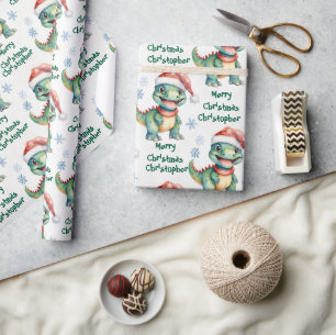Festive jul Dinosaur Presentpapper