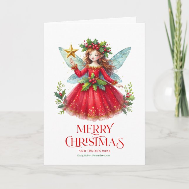 Festive jul Fairy Personalizable Photo Kort (Framsida)