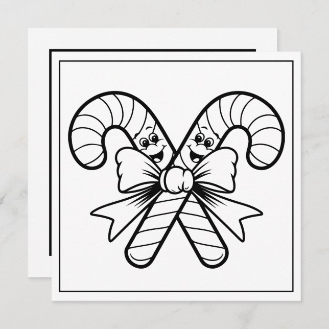 Festive jul färgande candy cane julkort (Fram/baksida)