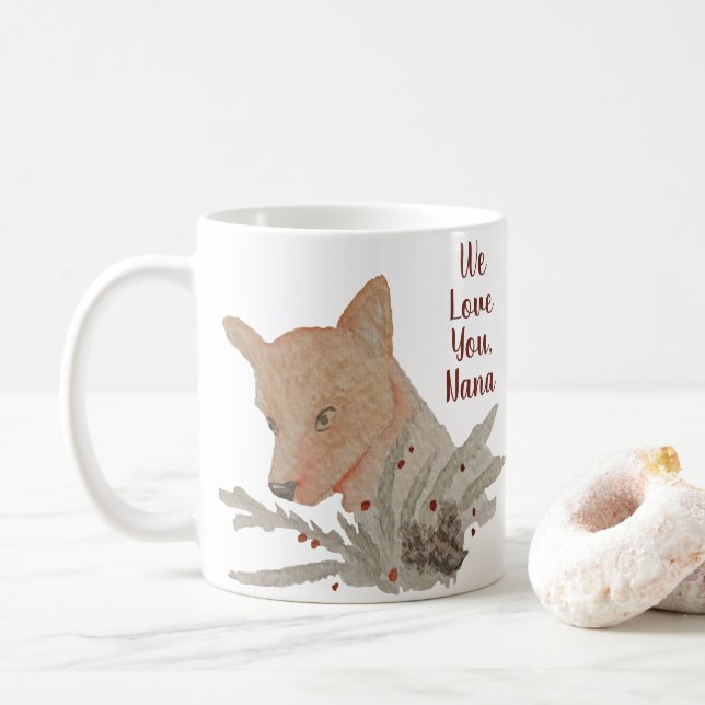 Festive jul Fox Grandma from Kids Kaffemugg (Med munk)