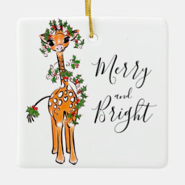 Festive jul Giraffe, röd grönt garand Julgransprydnad Keramik