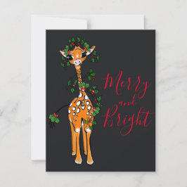 Festive jul Giraffe, rödgrönt Anteckningskort
