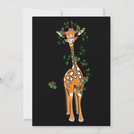 Festive jul Giraffe, rödgrönt Julkort