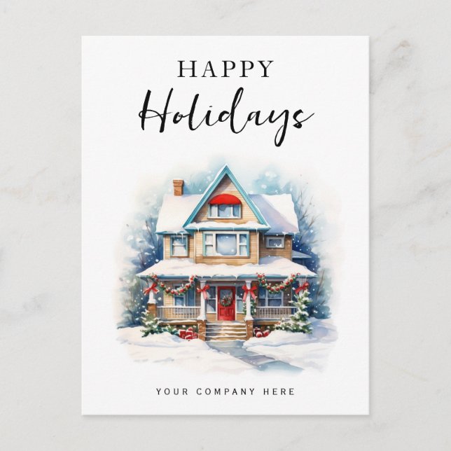 Festive jul Glad helg Watercolor House (Framsida)