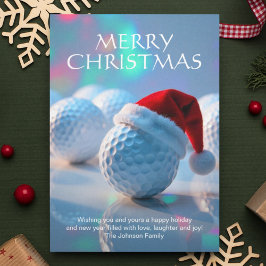 Festive jul Golf Boll med Santa Hat Photo Julkort