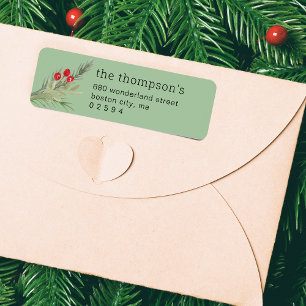 Festive jul Greenery Photo Adress Returadress Etikett