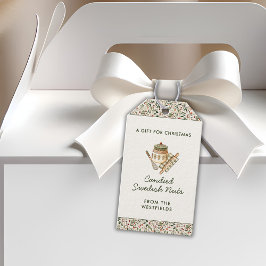 Festive jul Greenery Red Berries Food Presentetikett