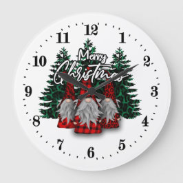 Festive jul-Helgdag gnomes Large Clock Stor Klocka