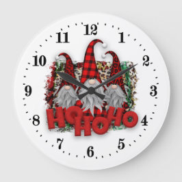 Festive jul-Helgdag gnomes Large Clock Stor Klocka