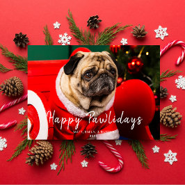 Festive jul Hund Photo Lycklig Pawlidays Grönt Julkort
