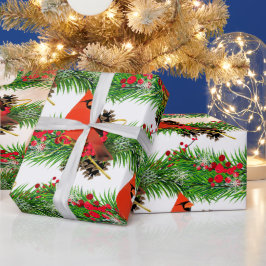 Festive jul Kardinal Bird Glossy Presentpapper