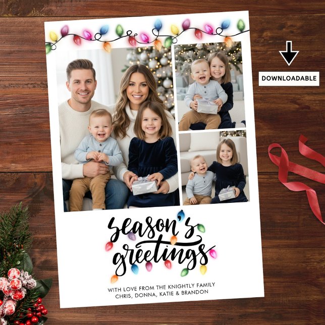 Festive jul Ljus 3 Photo Säsonhälsningars Julkort (Skapare uppladdad)