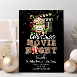 Festive jul Movie Night Cocoa Popcorn Party Inbjudningar