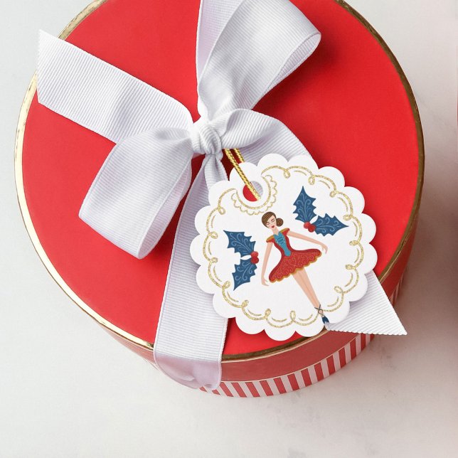 Festive jul Nutcracker Ballet Dancer to from from Gåvor Etiketter (Festive Christmas Nutcracker Ballet Dancer To From Favor Tags)
