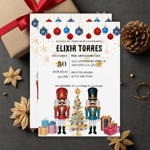 Festive jul Nutcracker Ornaments Baby Shower Inbjudningar